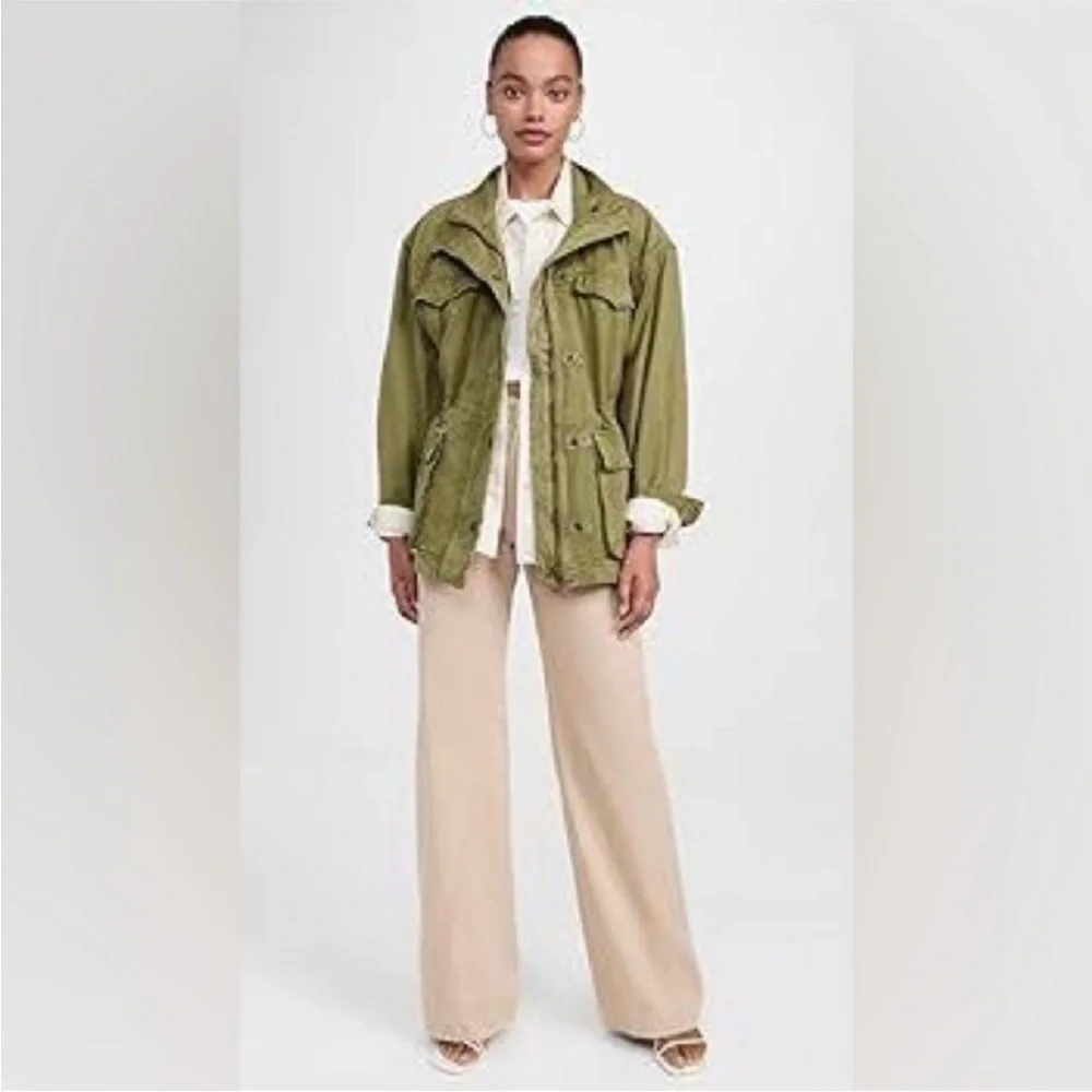 Free People – Arya Utility Jacket – Olive Green Military Cargo Jacket – Sz. L